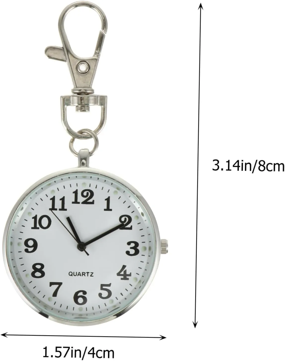iplusmile Clip on Pocket Watch Open Face Watch with Key Buckle Portable Unisex Digital Watch for Students Men Doctor Nurses Women