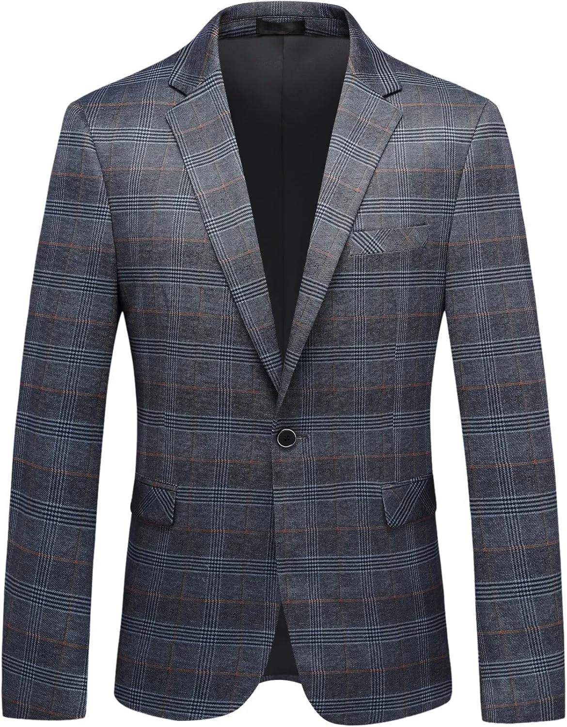 Iynnijoy Men's Plaid Blazer Casual Sports Coat Slim Fit Plaid Suit Jackets for Party Wedding