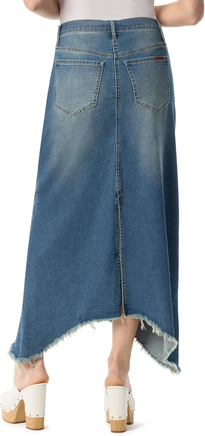 Jessica Simpson Women's Della Drape Zip Front 5-Pocket Maxi Jean Skirt Standard