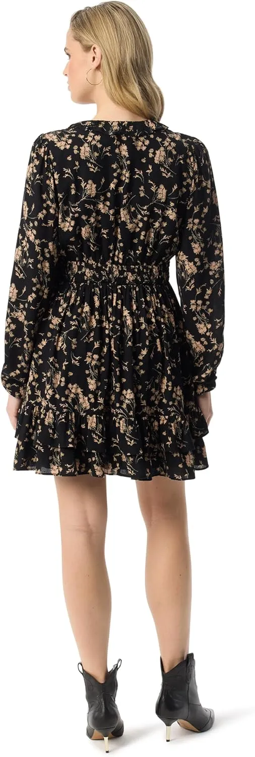 Jessica Simpson Women's Yara Ruffled Mini Dress with Belled Sleeves Standard