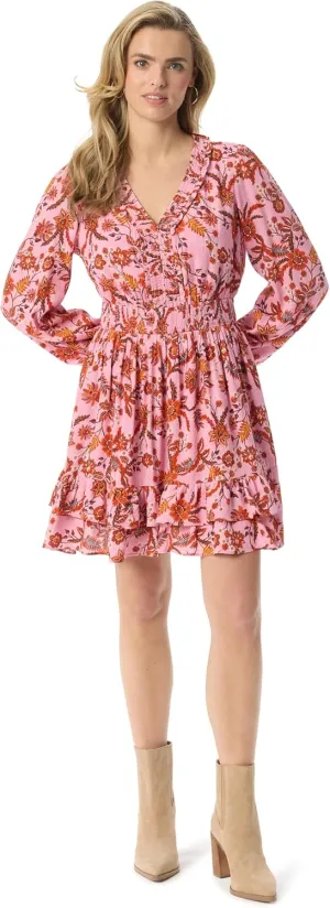 Jessica Simpson Women's Yara Ruffled Mini Dress with Belled Sleeves Standard
