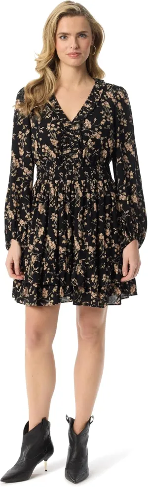 Jessica Simpson Women's Yara Ruffled Mini Dress with Belled Sleeves Standard