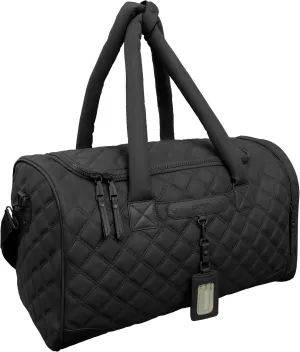 Joan & David 20 Inch Diamond Quilted Puffer Nylon Carry-On Foldable Travel Duffle (Black)
