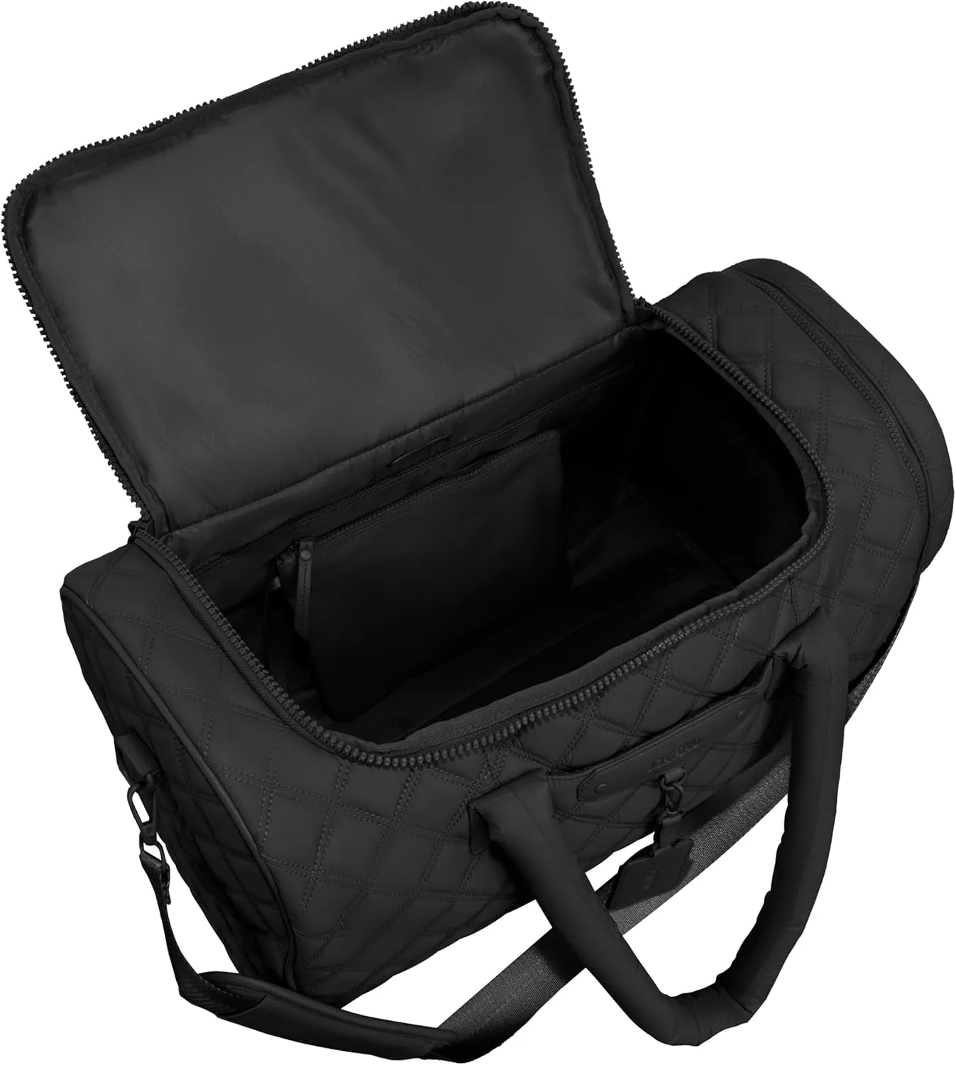Joan & David 20 Inch Diamond Quilted Puffer Nylon Carry-On Foldable Travel Duffle (Black)