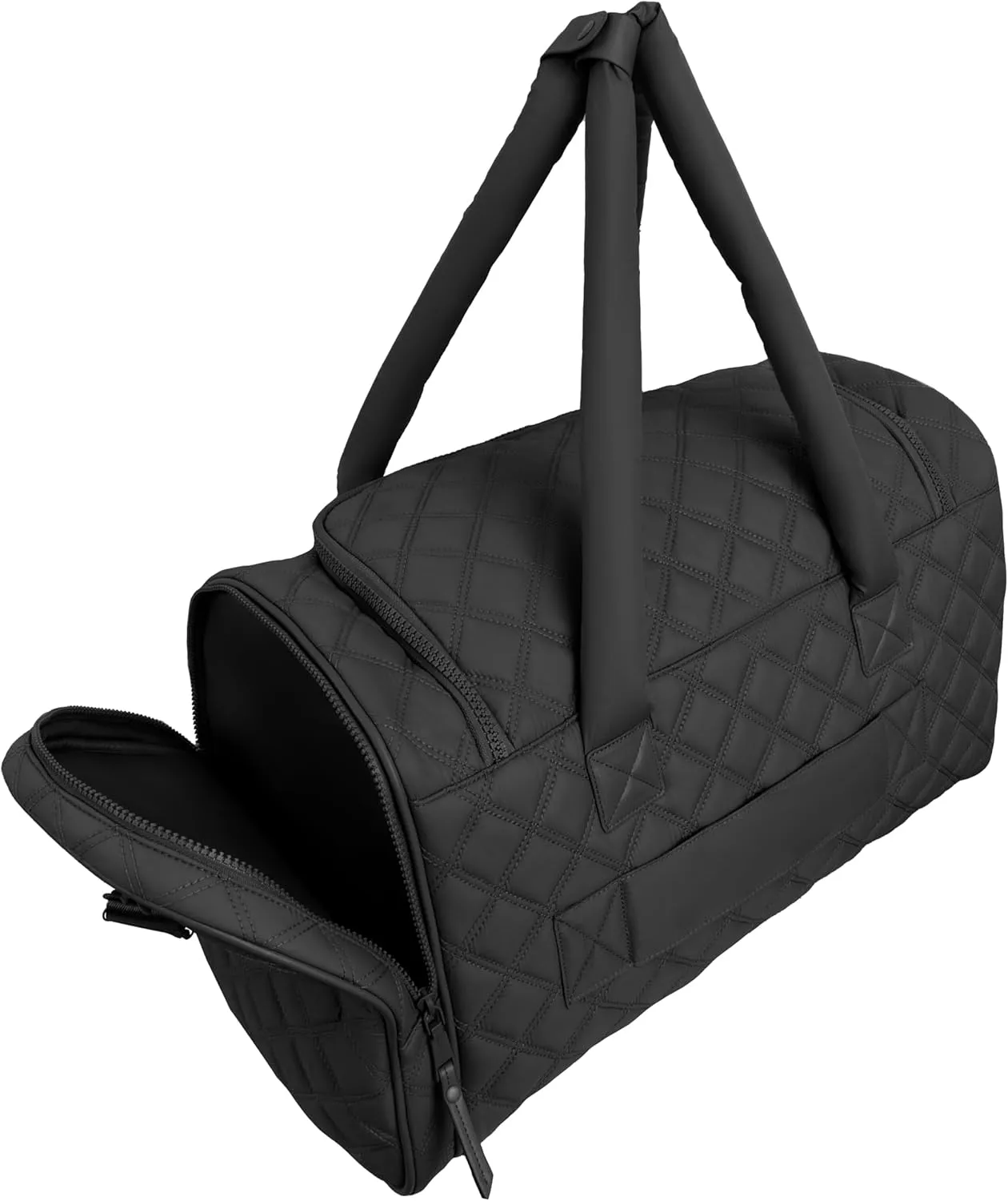 Joan & David 20 Inch Diamond Quilted Puffer Nylon Carry-On Foldable Travel Duffle (Black)