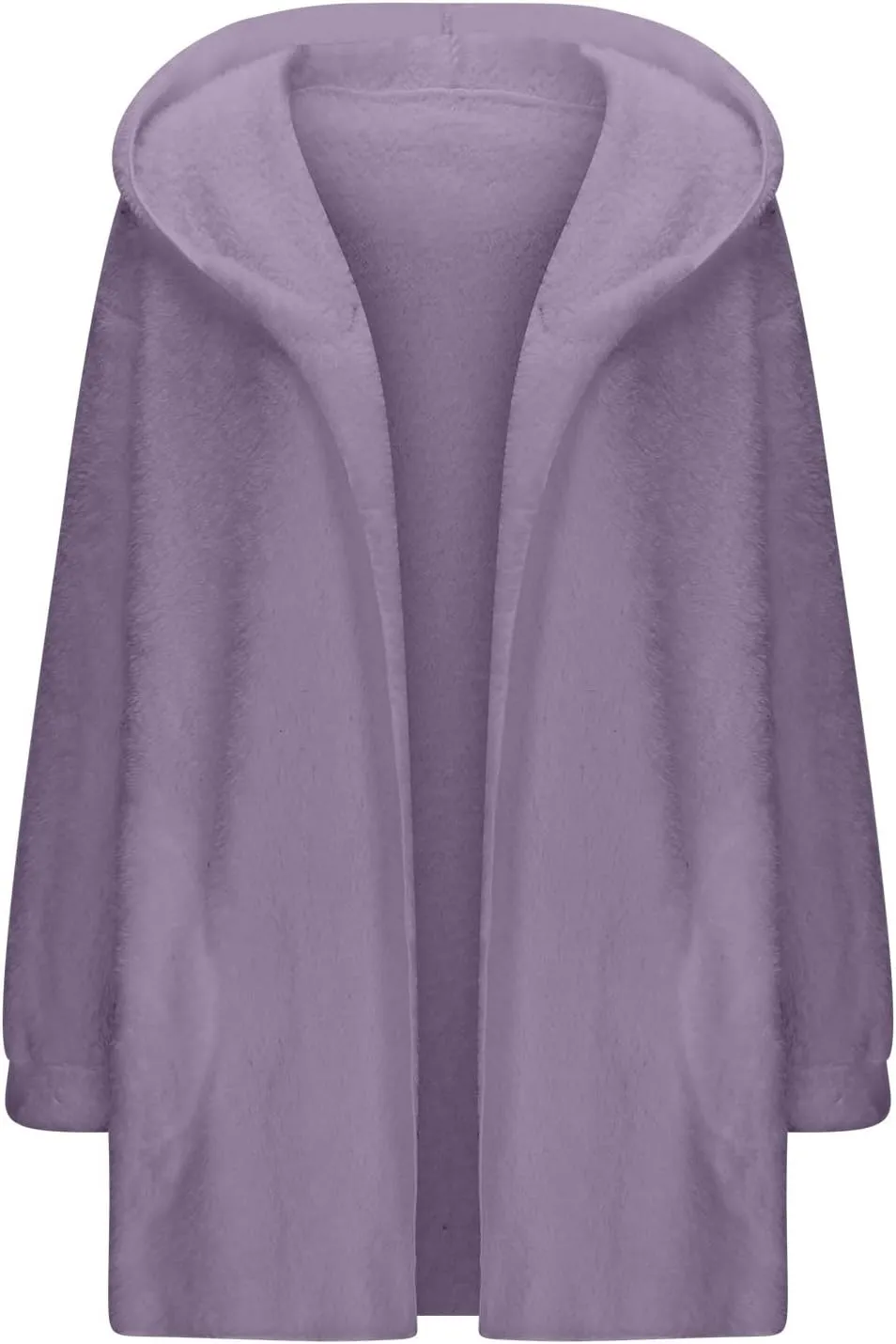 jovati Womens Winter Long Sleeve Solid Fuzzy Fleece Open Front Hooded Cardigans Jacket Coats Outerwear with Pocket 2024
