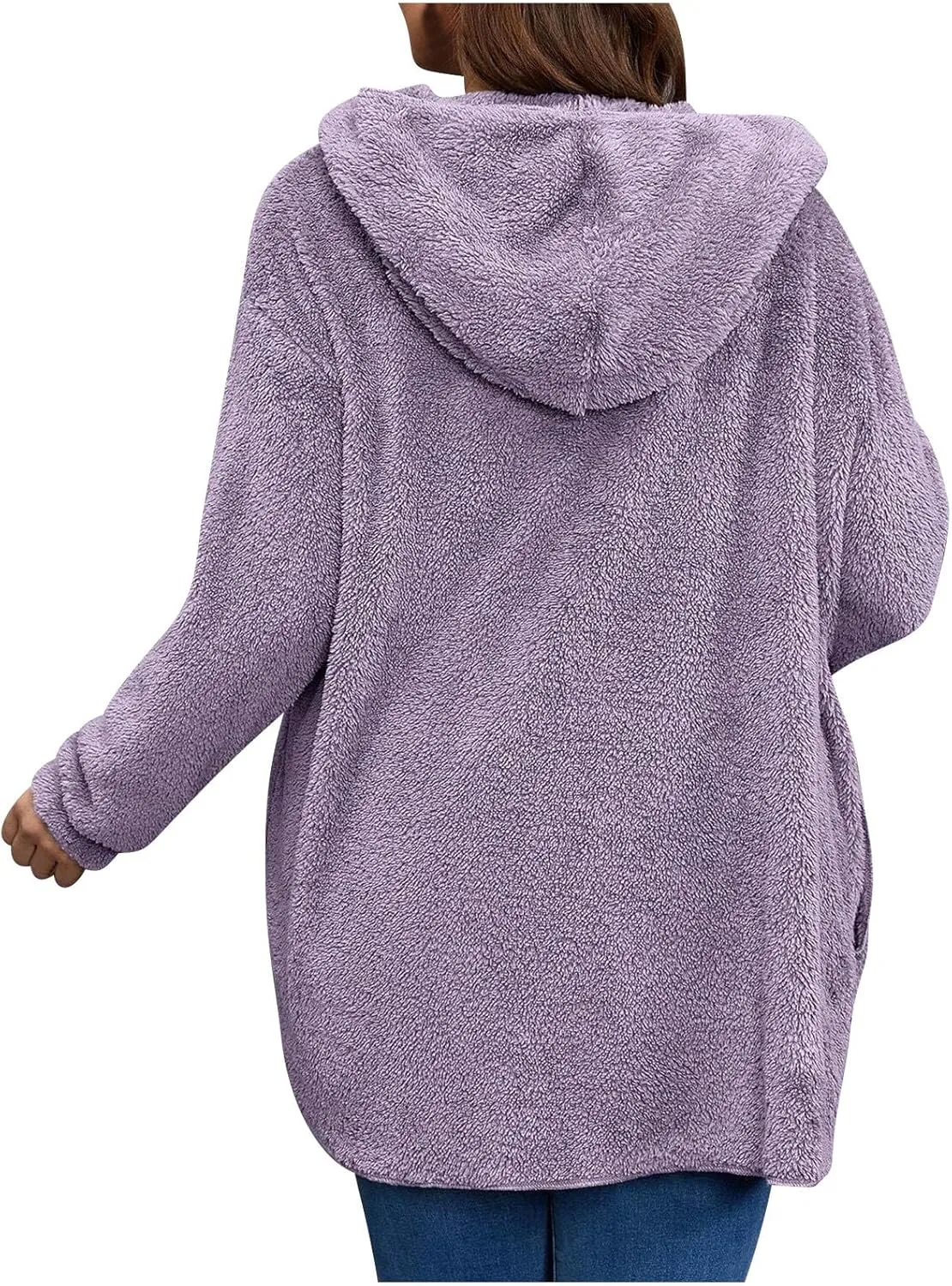 jovati Womens Winter Long Sleeve Solid Fuzzy Fleece Open Front Hooded Cardigans Jacket Coats Outerwear with Pocket 2024
