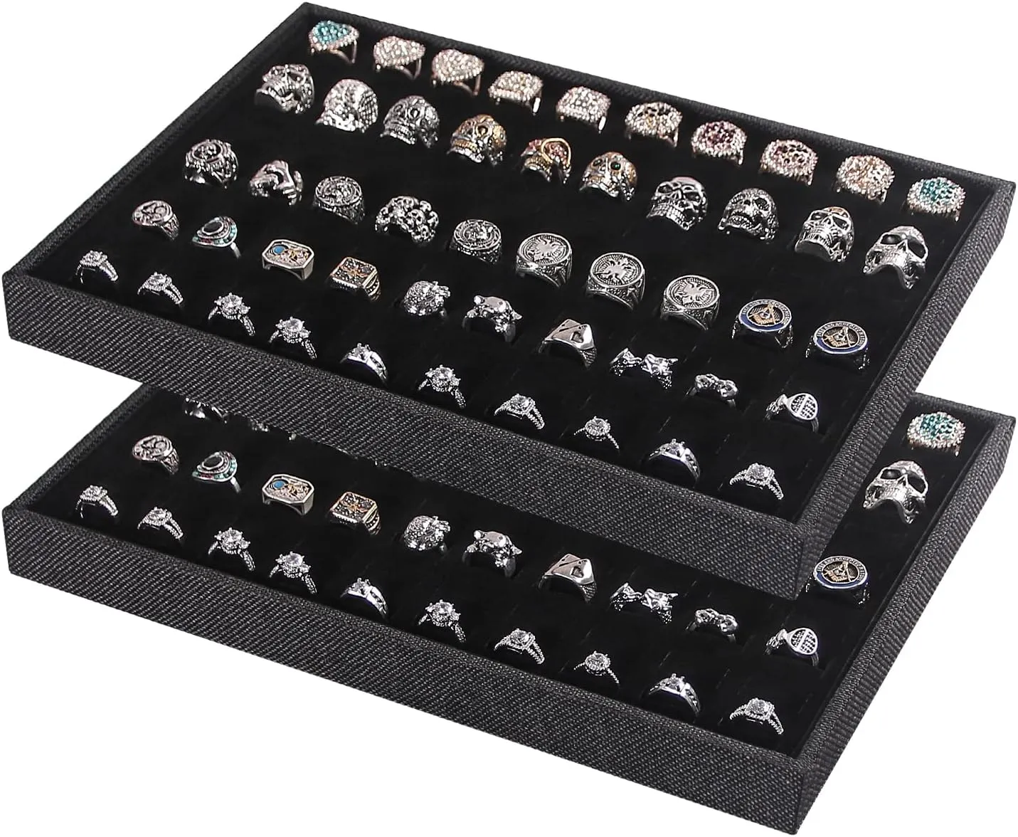 Julysky 2 PCS Stackable Ring Tray for Drawer,Jewelry Holder Organizer,Ring Display Stand for Selling