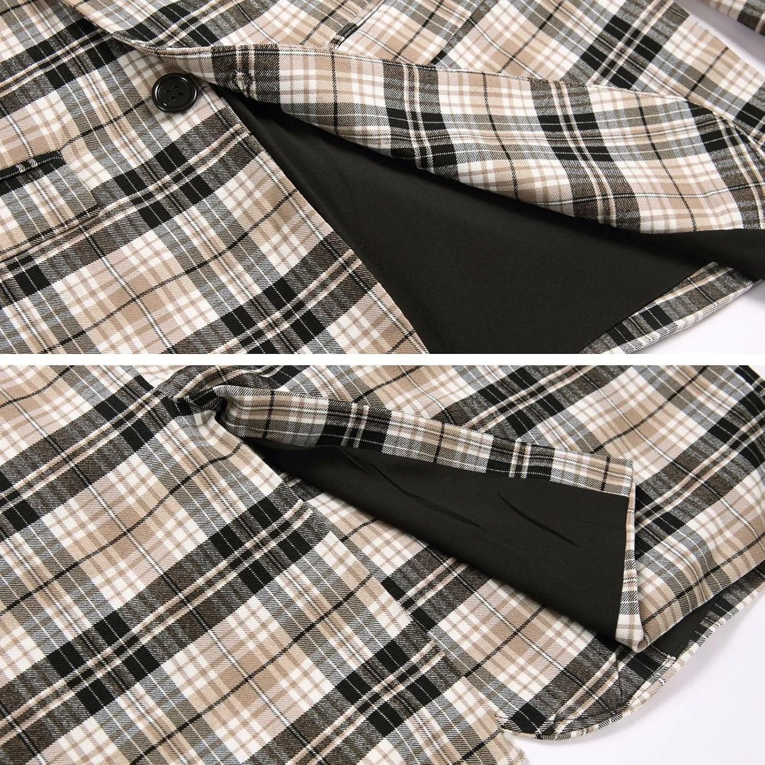 Keevoom Mens Blazer Slim Fit Plaid Suit Jacket Two Button Lightweight Casual Sport Coats Checkered Blazer