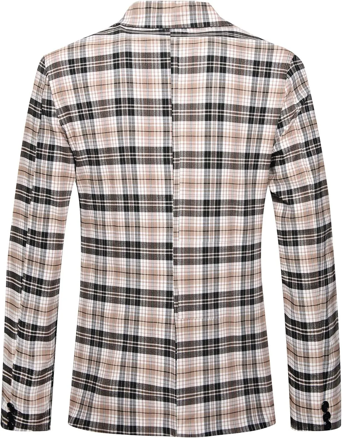 Keevoom Mens Blazer Slim Fit Plaid Suit Jacket Two Button Lightweight Casual Sport Coats Checkered Blazer