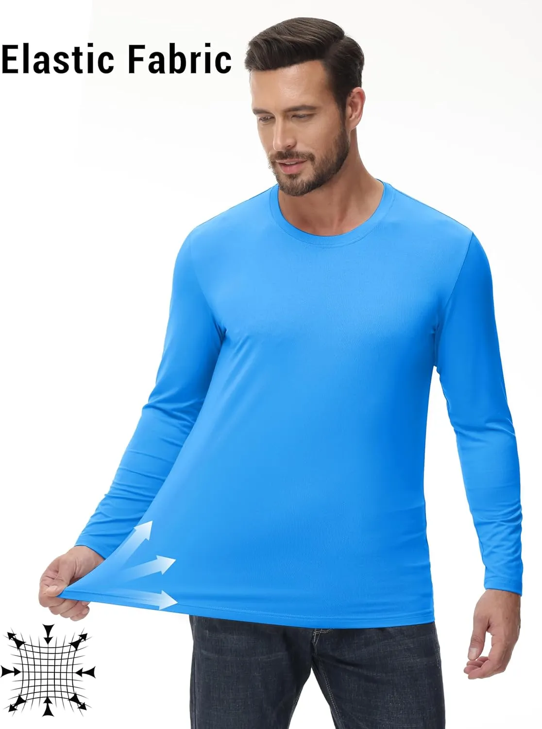 KEFITEVD Men's UPF 80  Sun Shirts Long Sleeve UV SPF Shirts Quick Dry Lightweight Rash Guard Polyester Swim T-Shirt