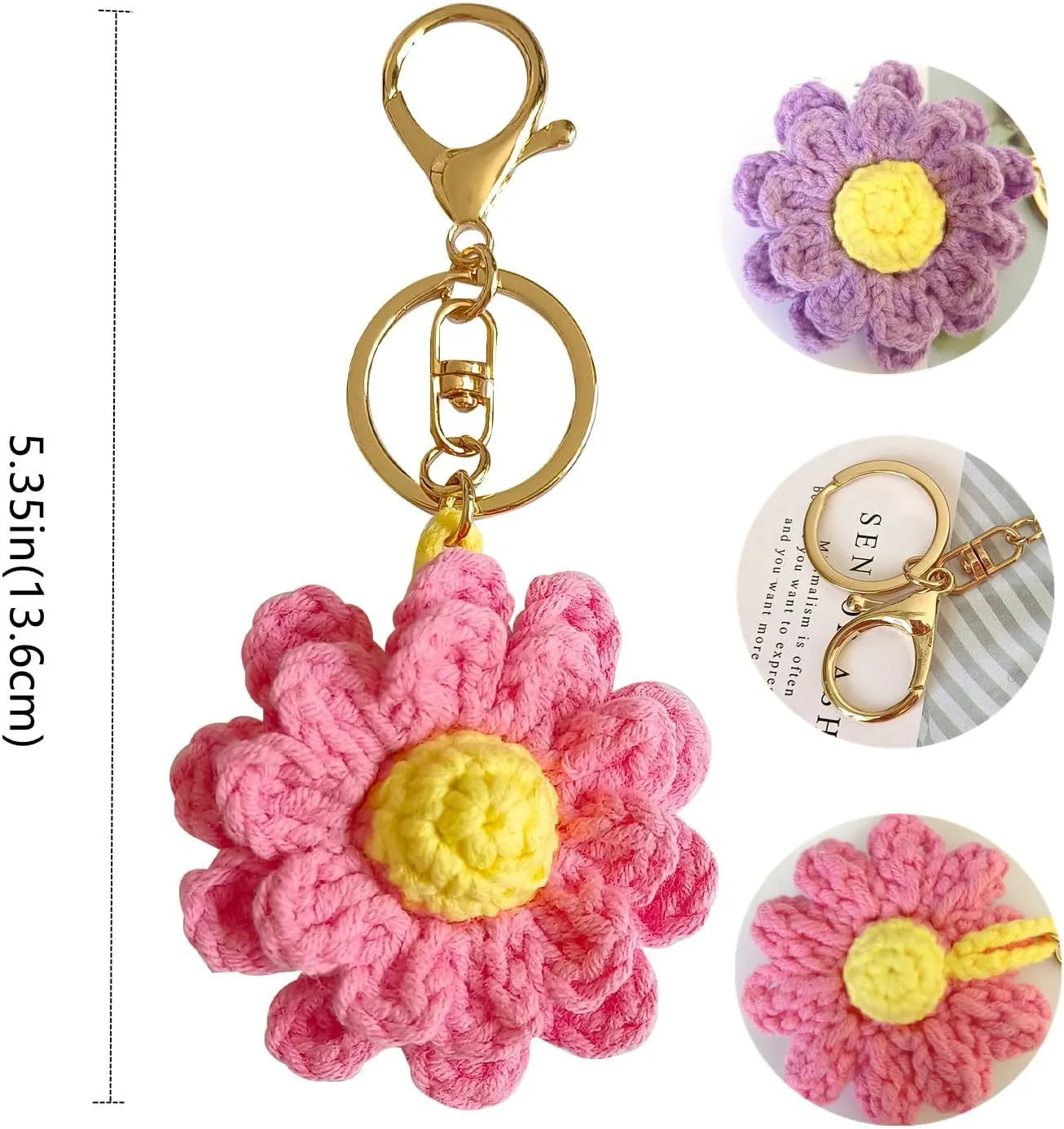 Keychain Handmade Weaving Cute Flower Keychains Gift for Car keys Bag Wallet Purse Women Girls