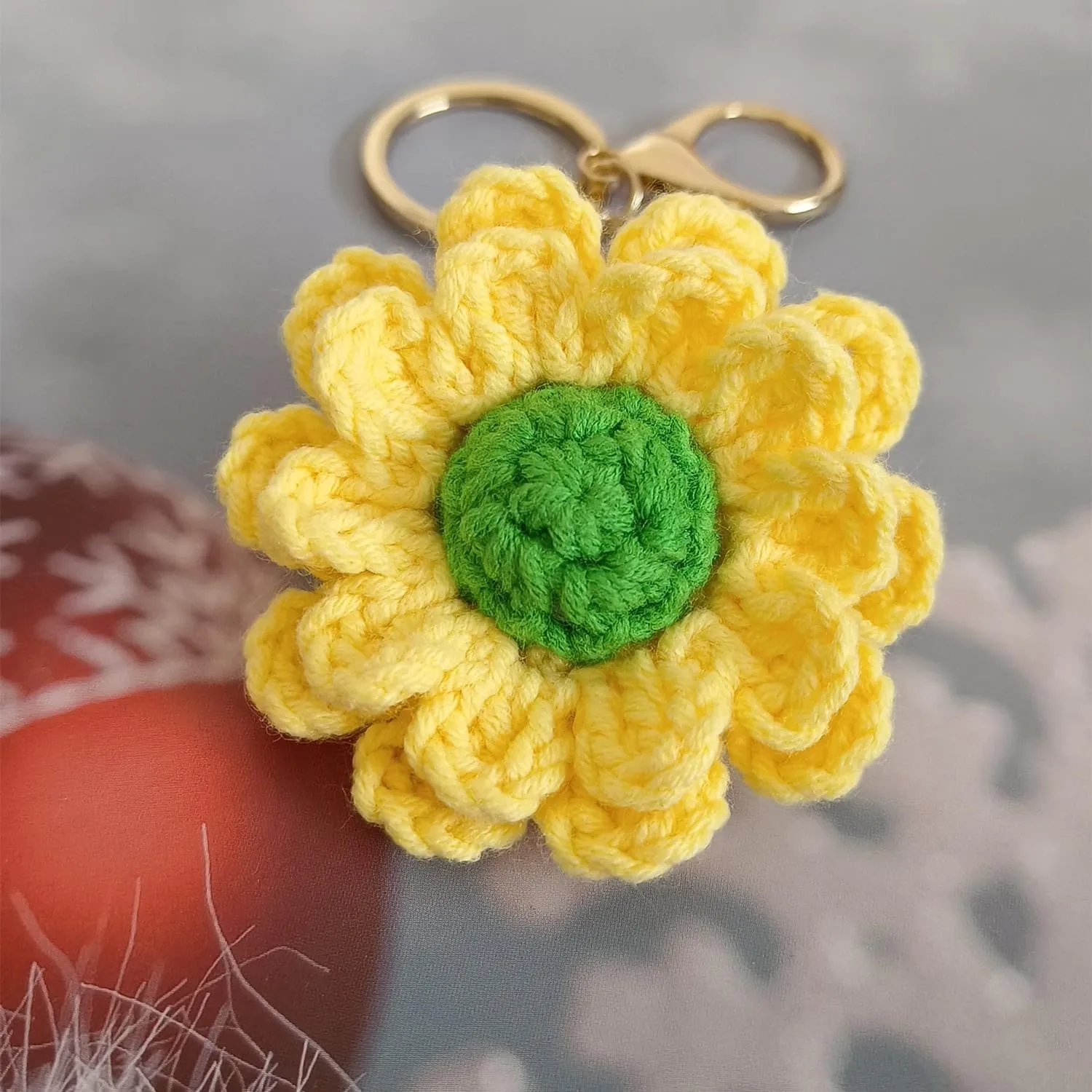Keychain Handmade Weaving Cute Flower Keychains Gift for Car keys Bag Wallet Purse Women Girls