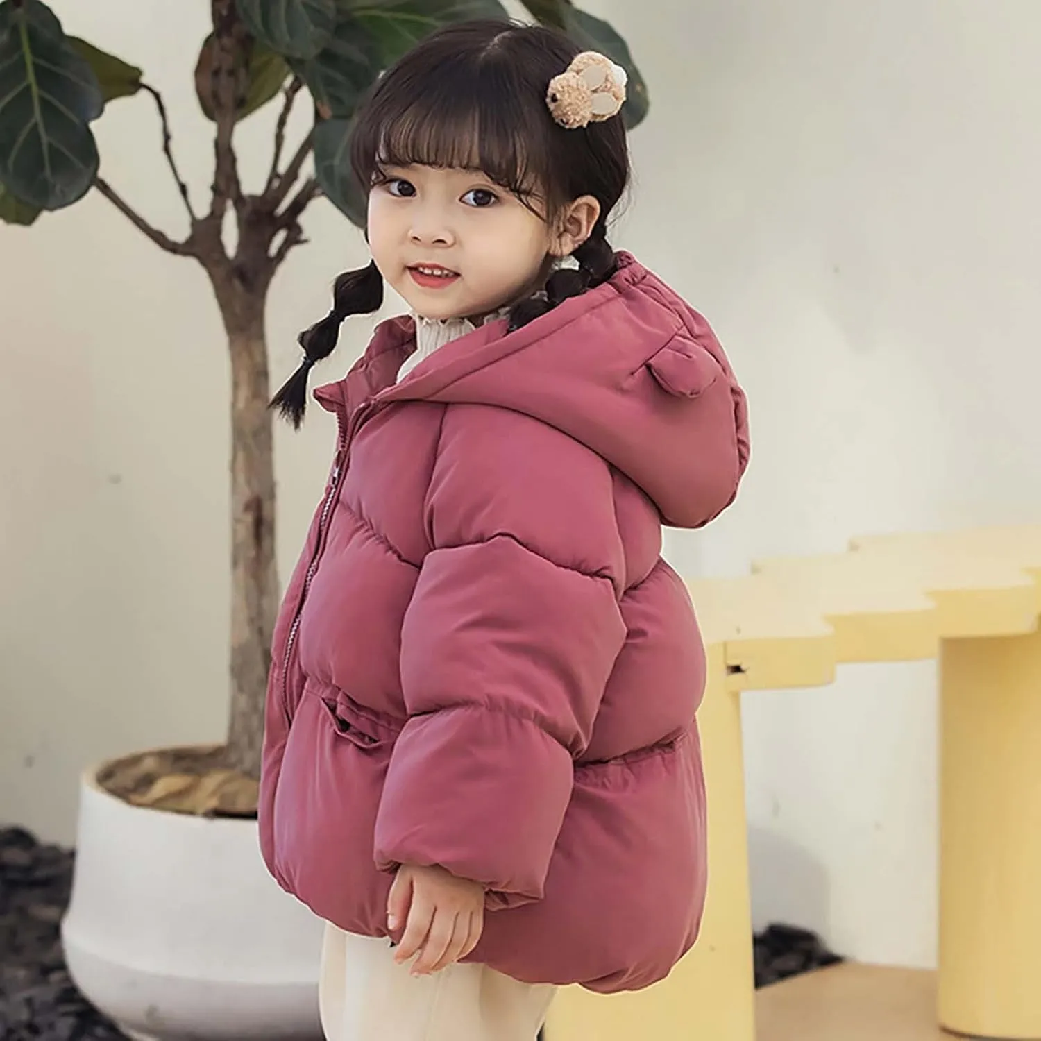 Kids Toddler Baby Girls Boys Winter Warm Thick Solid Cotton Long Sleeve Padded Jacket Coat Clothes Kid's Wear