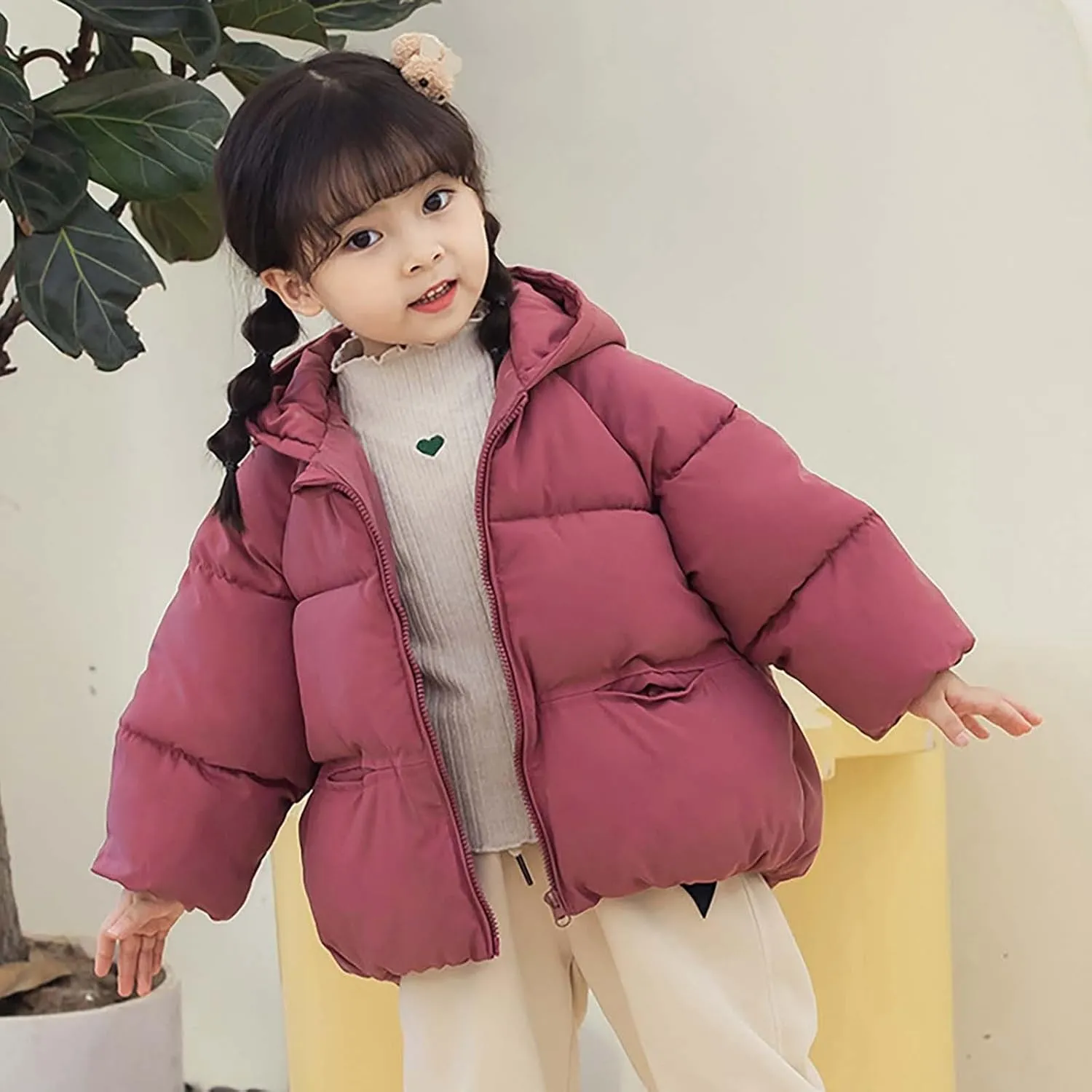 Kids Toddler Baby Girls Boys Winter Warm Thick Solid Cotton Long Sleeve Padded Jacket Coat Clothes Kid's Wear
