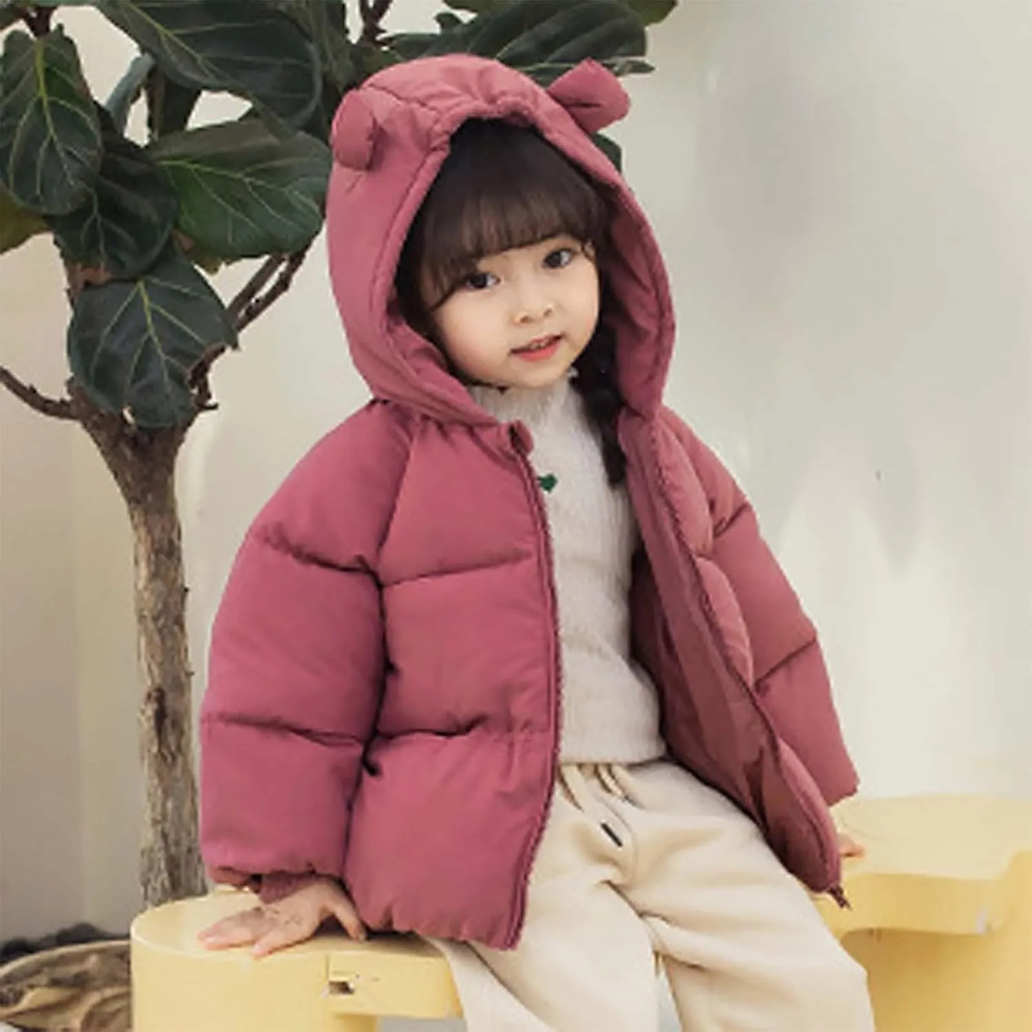 Kids Toddler Baby Girls Boys Winter Warm Thick Solid Cotton Long Sleeve Padded Jacket Coat Clothes Kid's Wear
