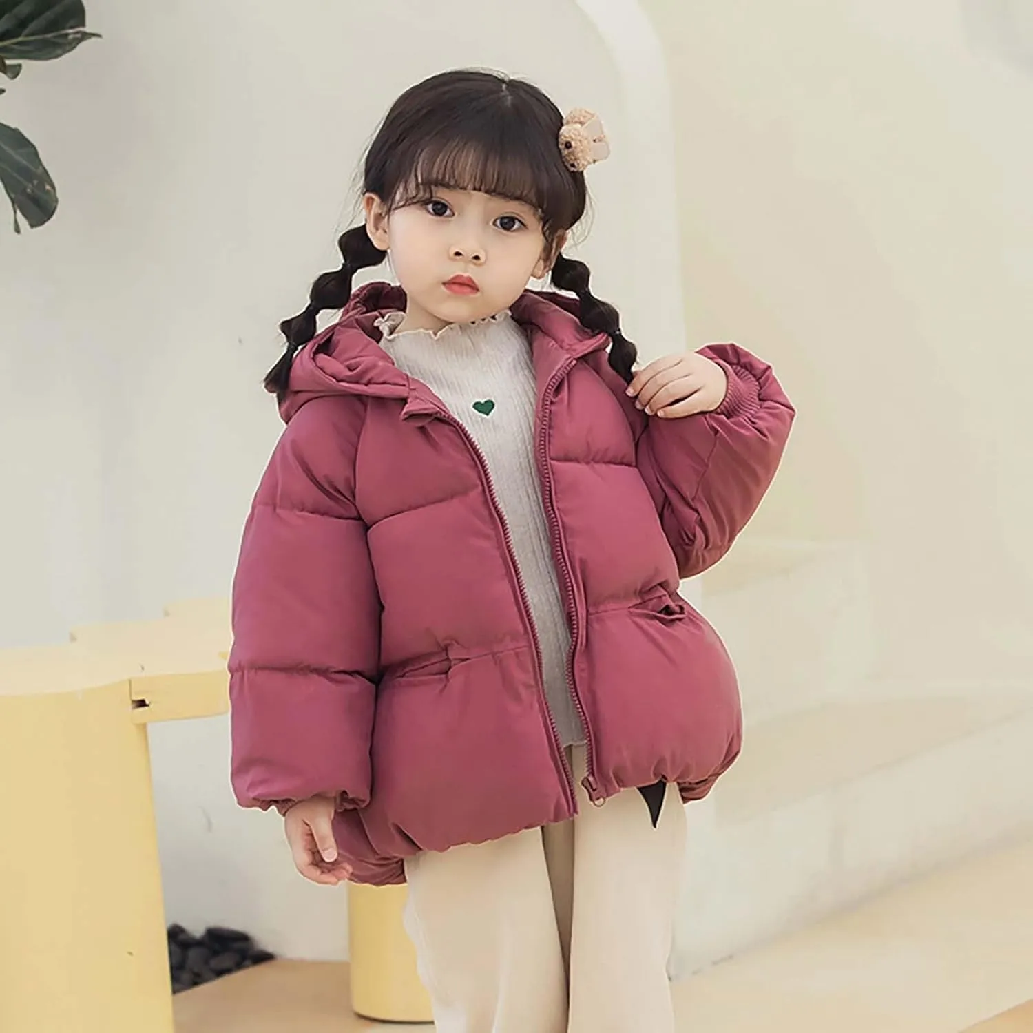 Kids Toddler Baby Girls Boys Winter Warm Thick Solid Cotton Long Sleeve Padded Jacket Coat Clothes Kid's Wear