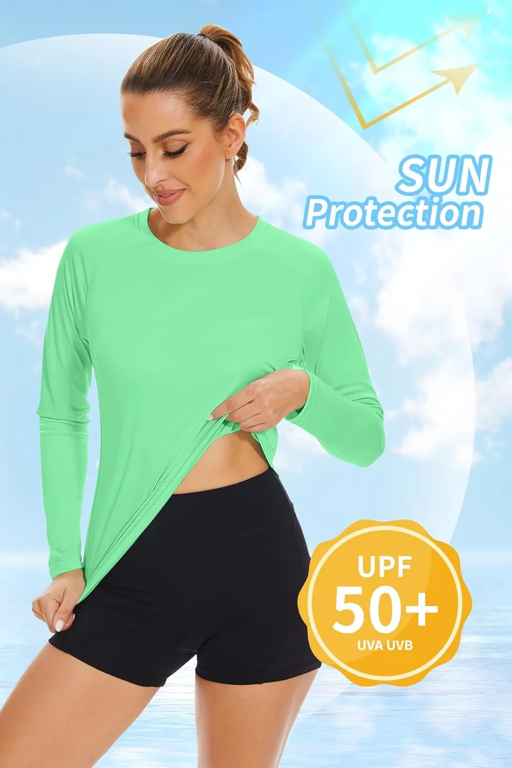 KINGFEN Women's UPF 50  Sun Protection Quick Dry Shirts Hiking Long Sleeve Tops