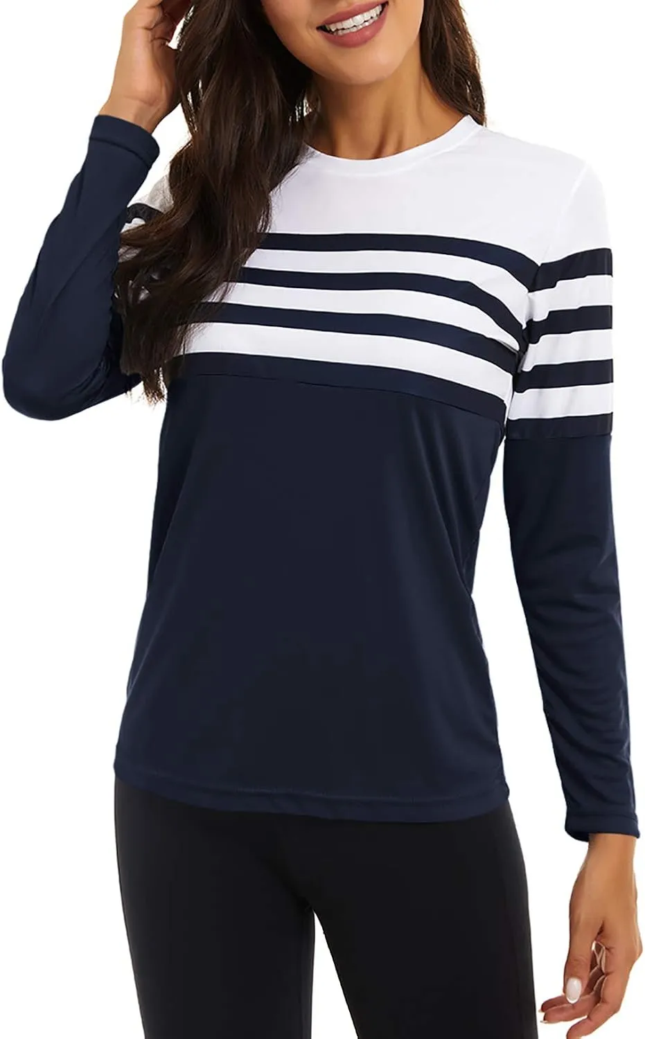 KINGFEN Women's UPF 50  Sun Protection Quick Dry Shirts Hiking Long Sleeve Tops