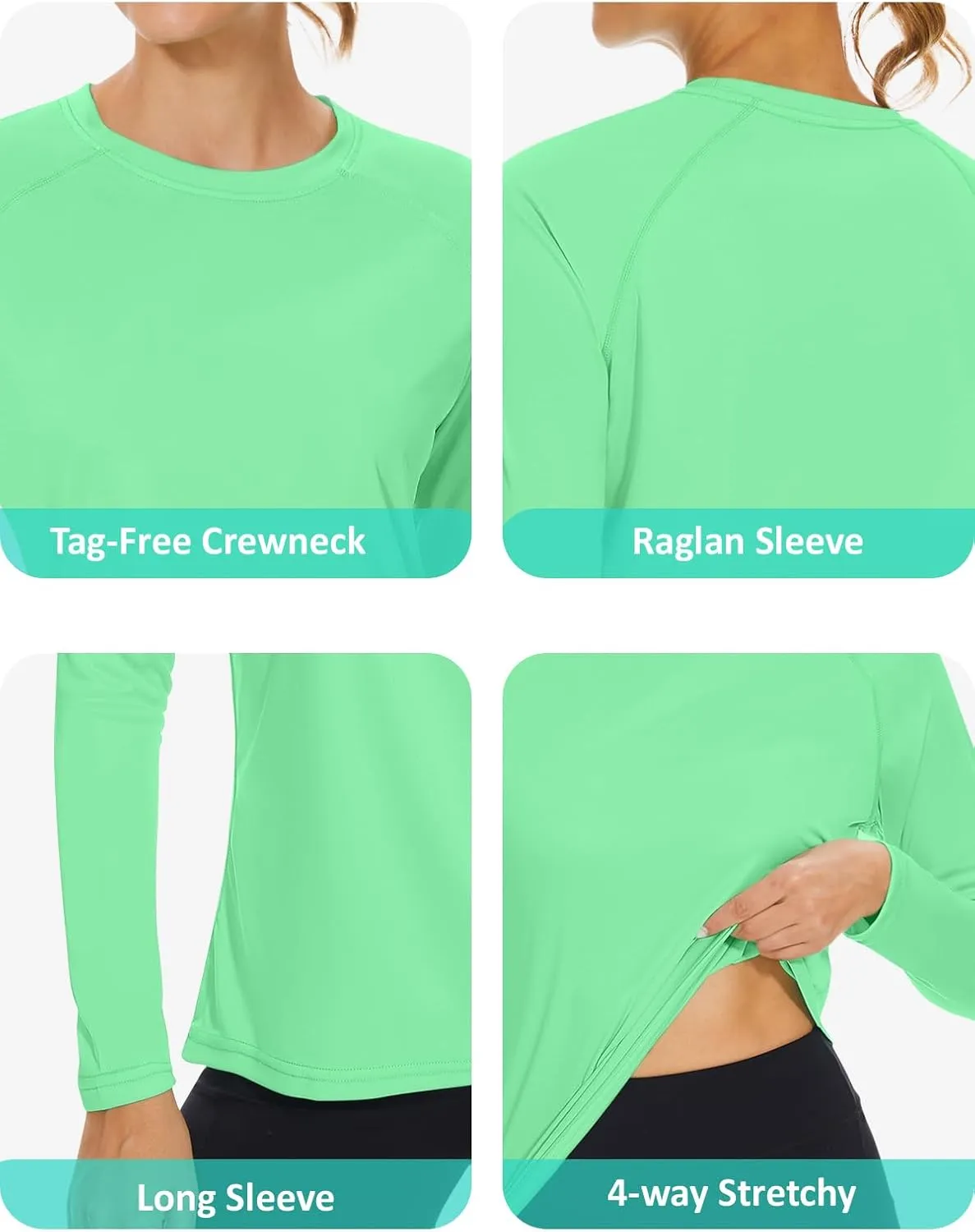 KINGFEN Women's UPF 50  Sun Protection Quick Dry Shirts Hiking Long Sleeve Tops