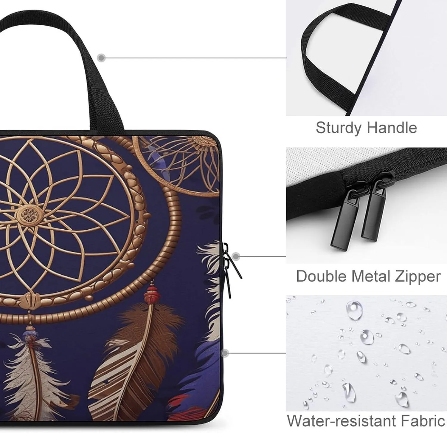 Laptop Bag Ultrathin American Dream Catcher Printing Laptop Carrying Case Portability Messenger Bags For Work Travel