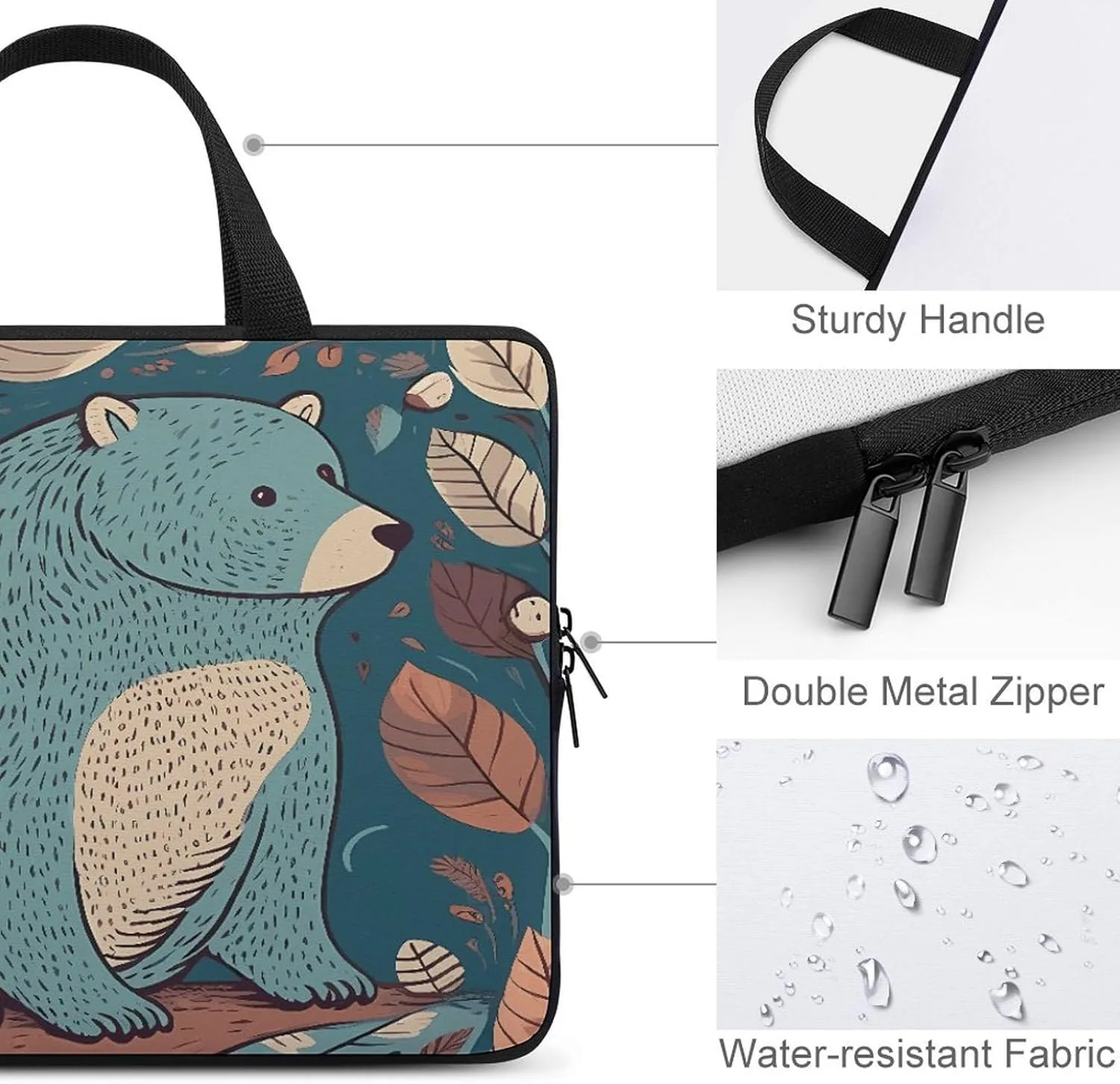 Laptop Bag Ultrathin Bear in The Forest Printing Laptop Carrying Case Portability Messenger Bags For Work Travel