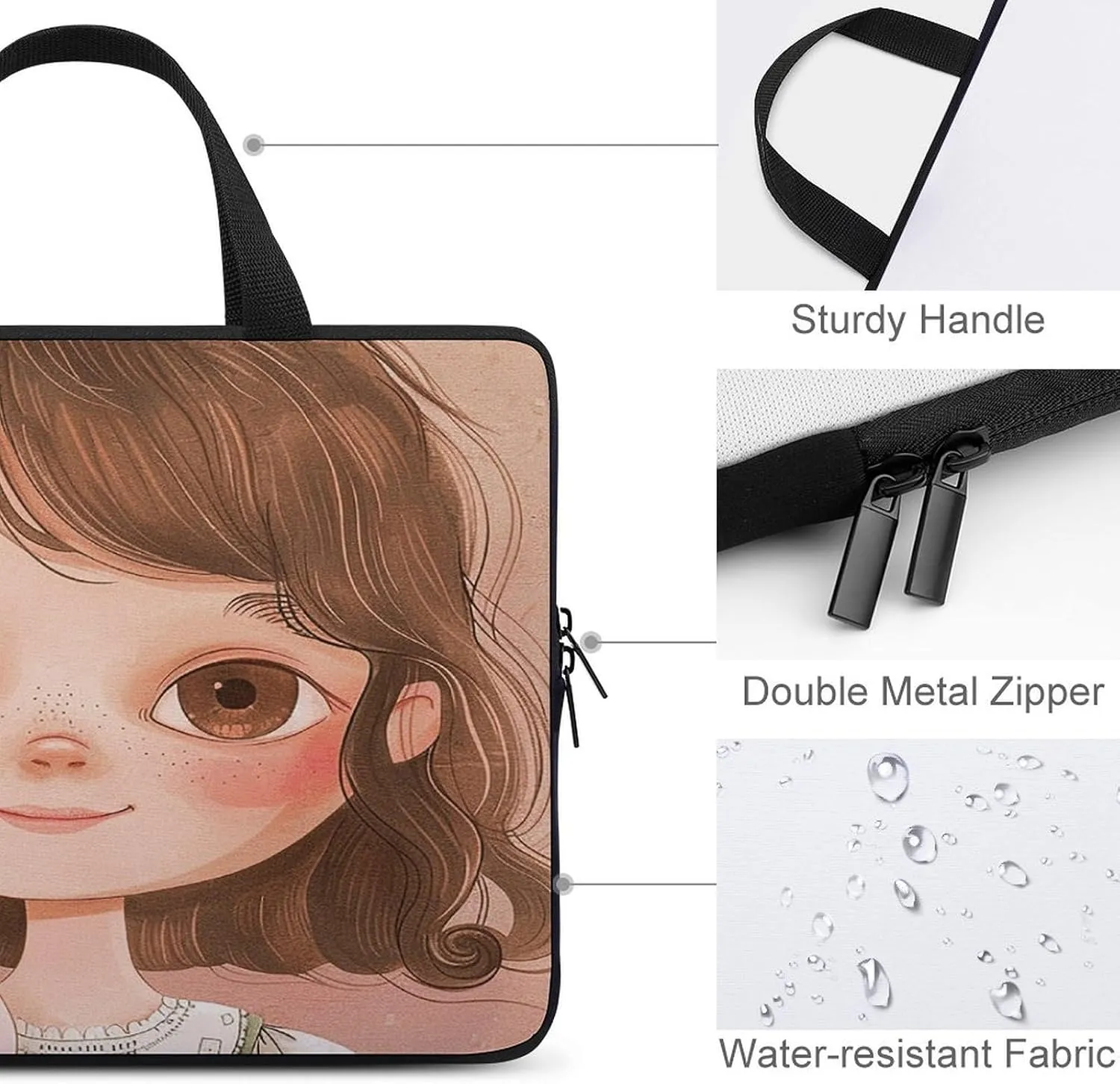 Laptop Bag Ultrathin Big Eyes Printing Laptop Carrying Case Portability Messenger Bags For Work Travel