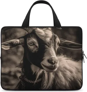 Laptop Bag Ultrathin Black And White Goat Printing Laptop Carrying Case Portability Messenger Bags For Work Travel