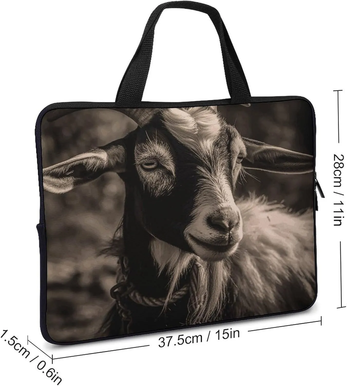 Laptop Bag Ultrathin Black And White Goat Printing Laptop Carrying Case Portability Messenger Bags For Work Travel