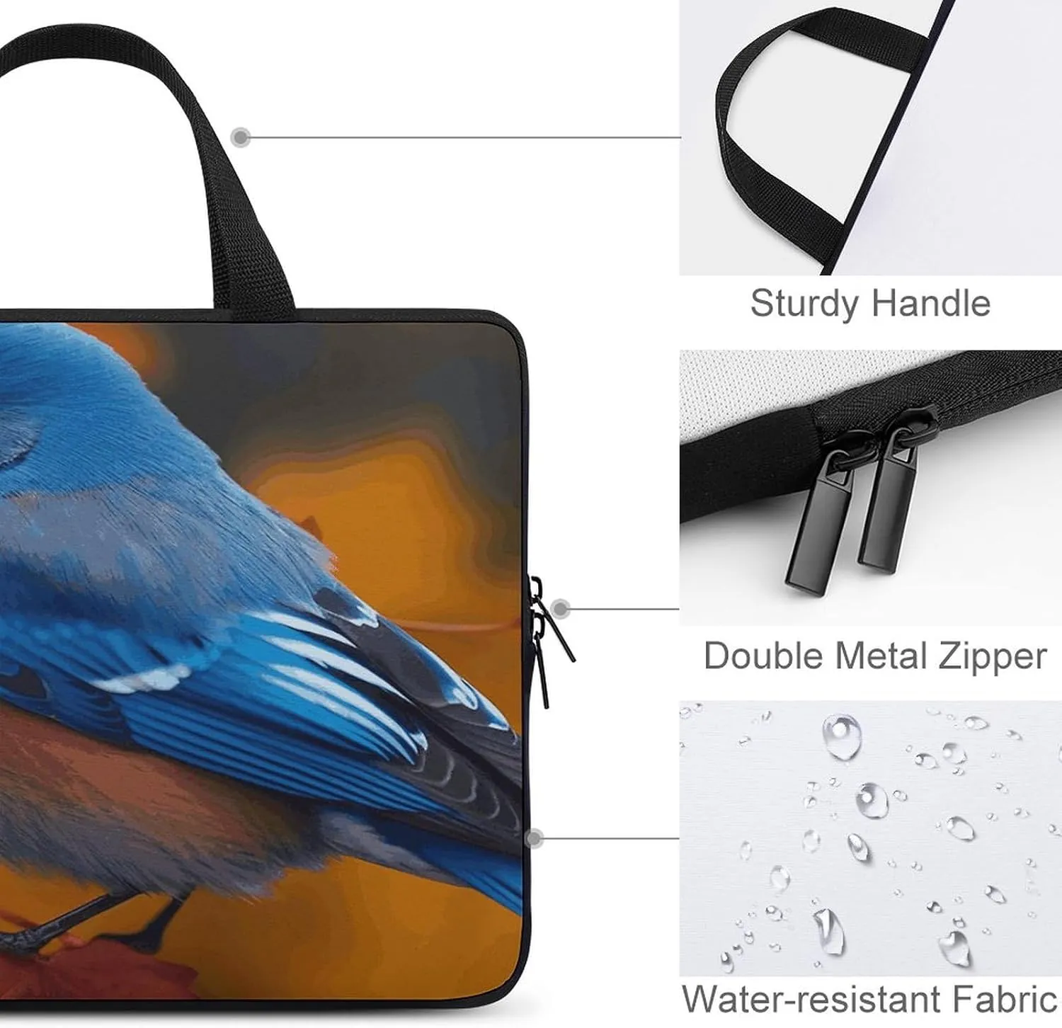 Laptop Bag Ultrathin Blue Bird And Leaves Printing Laptop Carrying Case Portability Messenger Bags For Work Travel