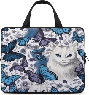 Laptop Bag Ultrathin Blue Butterfly And White Printing Laptop Carrying Case Portability Messenger Bags For Work Travel