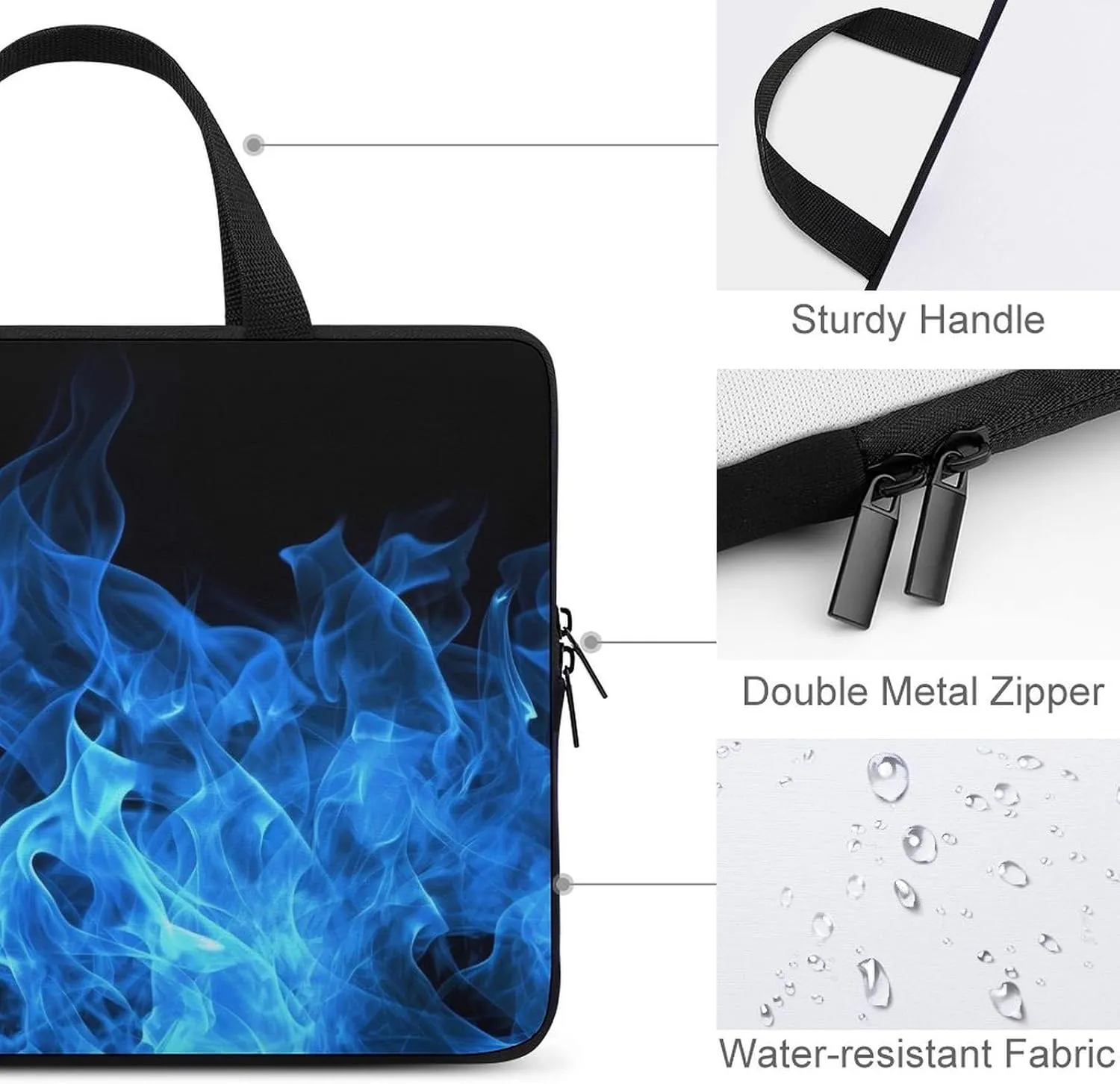 Laptop Bag Ultrathin Blue Flame Printing Laptop Carrying Case Portability Messenger Bags For Work Travel