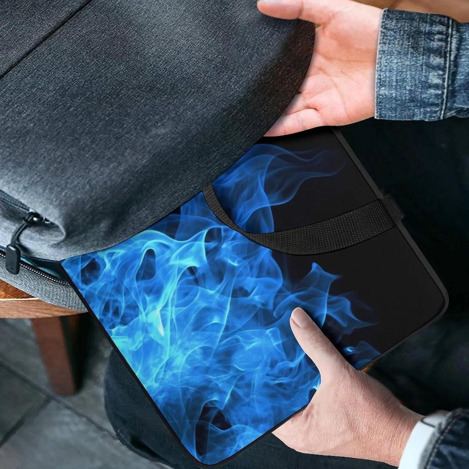 Laptop Bag Ultrathin Blue Flame Printing Laptop Carrying Case Portability Messenger Bags For Work Travel