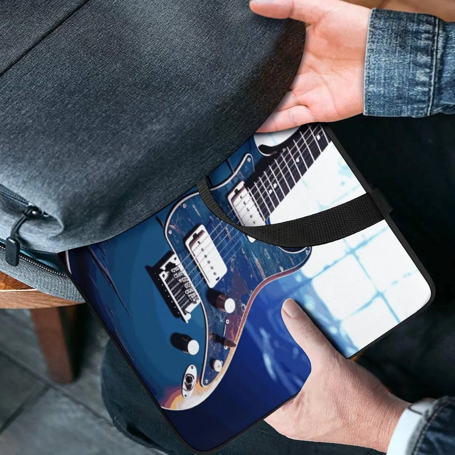 Laptop Bag Ultrathin Blue Guitar Printing Laptop Carrying Case Portability Messenger Bags For Work Travel