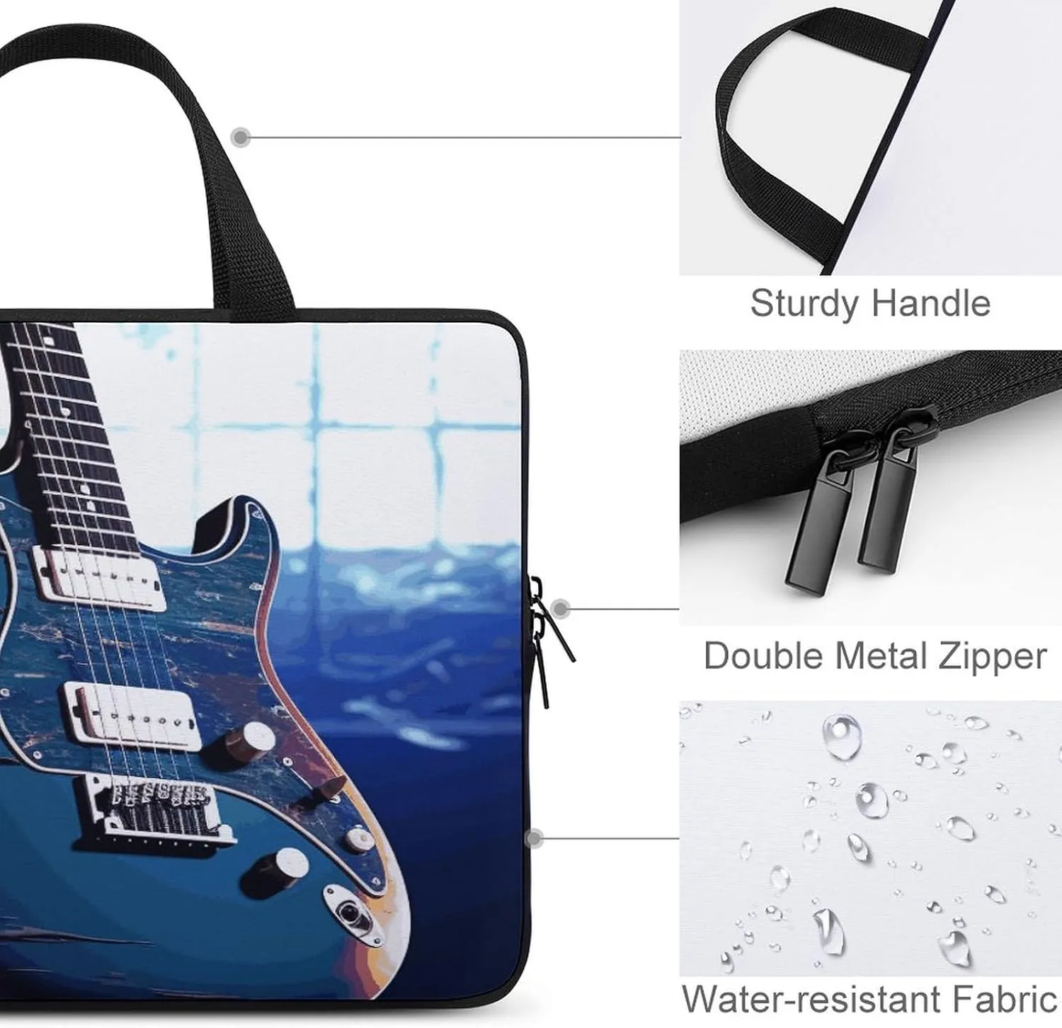 Laptop Bag Ultrathin Blue Guitar Printing Laptop Carrying Case Portability Messenger Bags For Work Travel