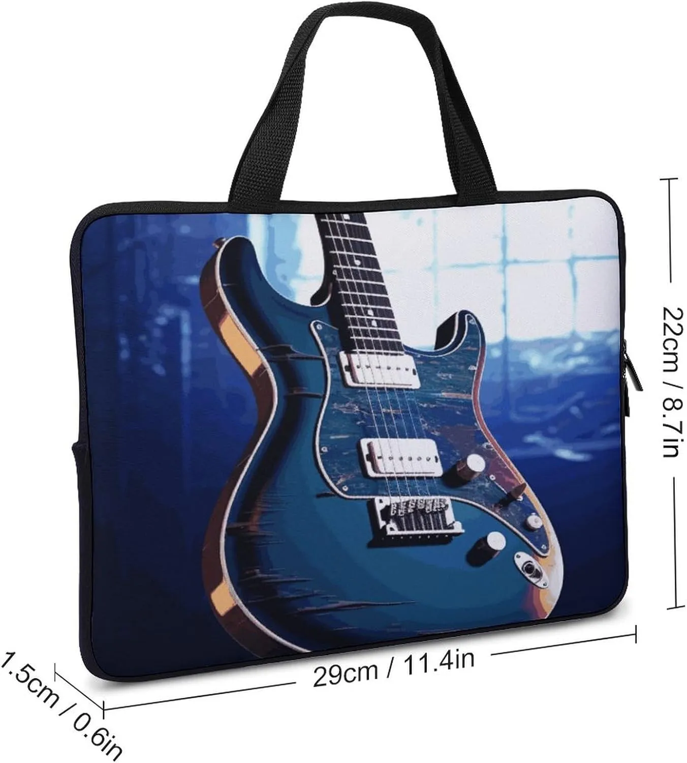 Laptop Bag Ultrathin Blue Guitar Printing Laptop Carrying Case Portability Messenger Bags For Work Travel