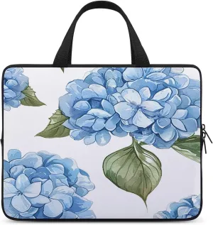Laptop Bag Ultrathin Blue Hydrangea Pattern Printing Laptop Carrying Case Portability Messenger Bags For Work Travel