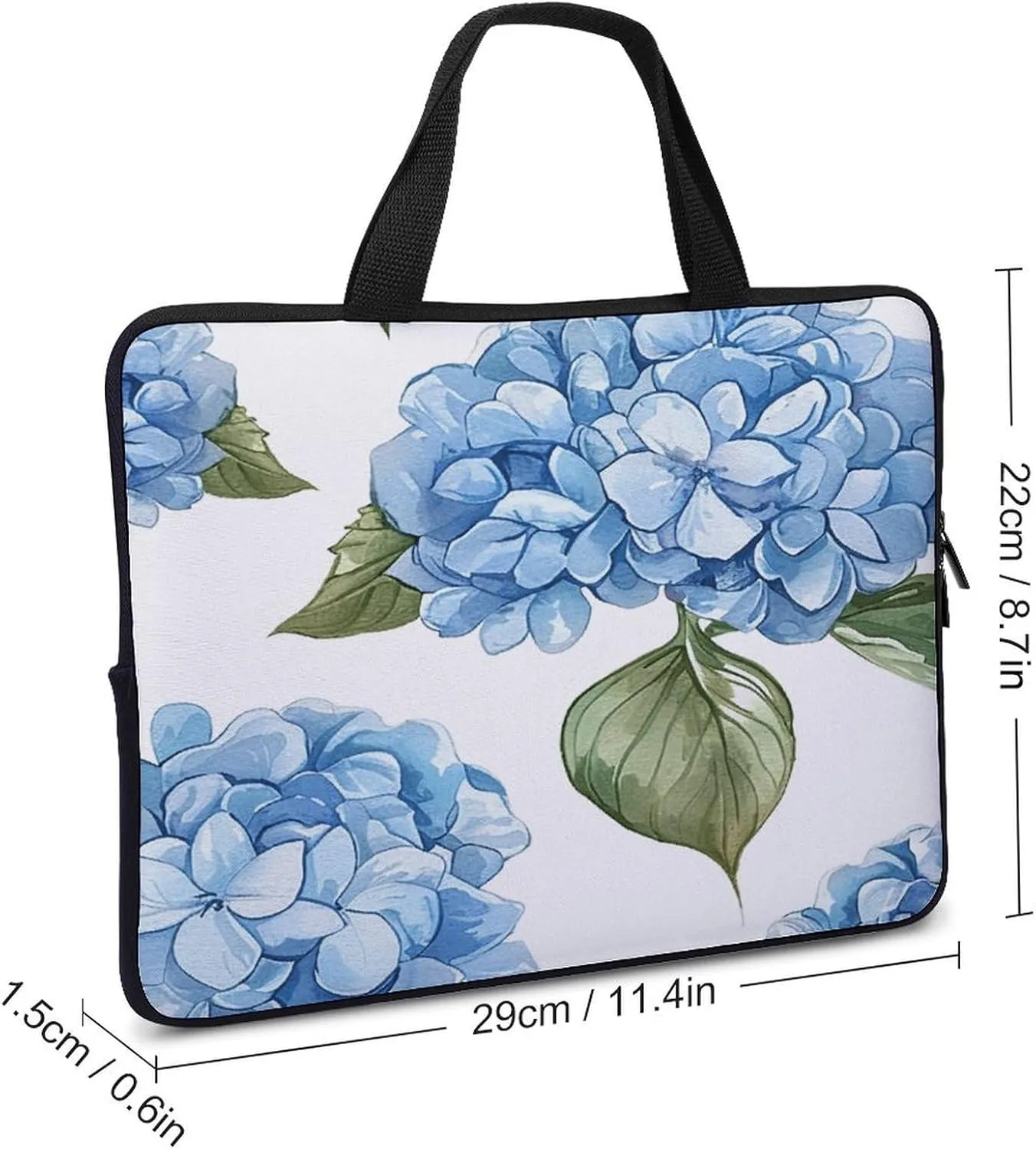 Laptop Bag Ultrathin Blue Hydrangea Pattern Printing Laptop Carrying Case Portability Messenger Bags For Work Travel