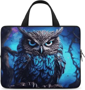 Laptop Bag Ultrathin Blue Owl Printing Laptop Carrying Case Portability Messenger Bags For Work Travel