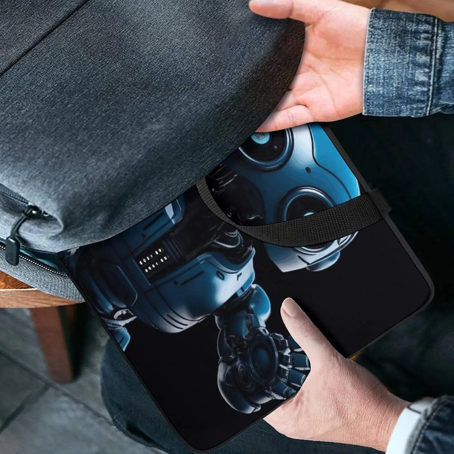 Laptop Bag Ultrathin Blue Robot Printing Laptop Carrying Case Portability Messenger Bags For Work Travel