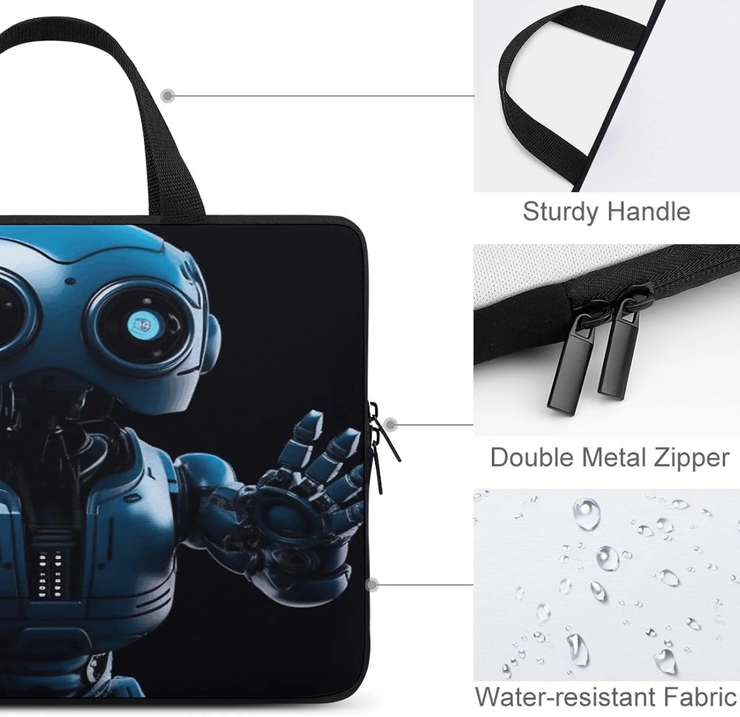Laptop Bag Ultrathin Blue Robot Printing Laptop Carrying Case Portability Messenger Bags For Work Travel