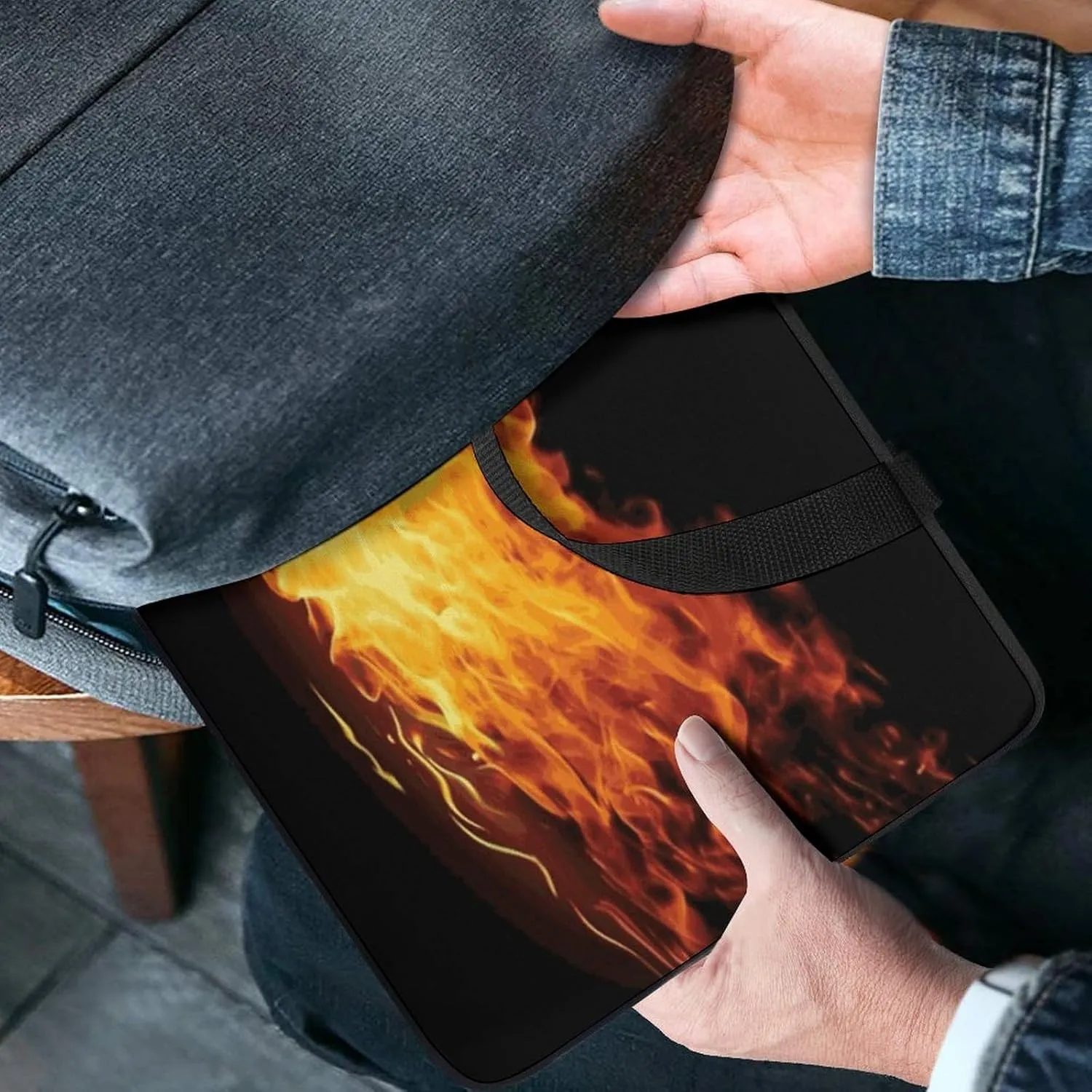Laptop Bag Ultrathin Burning Tennis Pictures Printing Laptop Carrying Case Portability Messenger Bags For Work Travel
