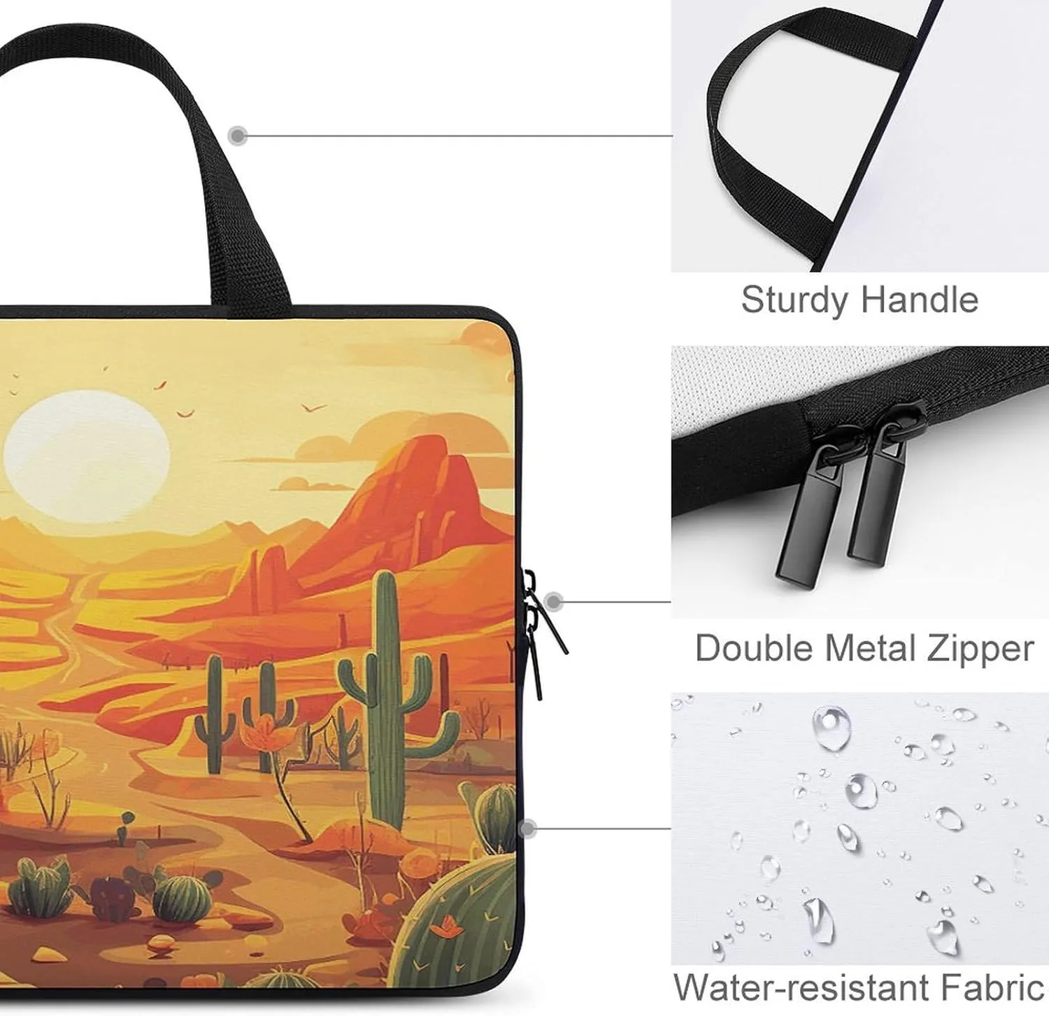 Laptop Bag Ultrathin Cactus at Sunset Printing Laptop Carrying Case Portability Messenger Bags For Work Travel