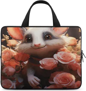 Laptop Bag Ultrathin Cartoon Opossum And Roses Printing Laptop Carrying Case Portability Messenger Bags For Work Travel