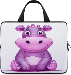 Laptop Bag Ultrathin Cartoon Purple Hippo Printing Laptop Carrying Case Portability Messenger Bags For Work Travel