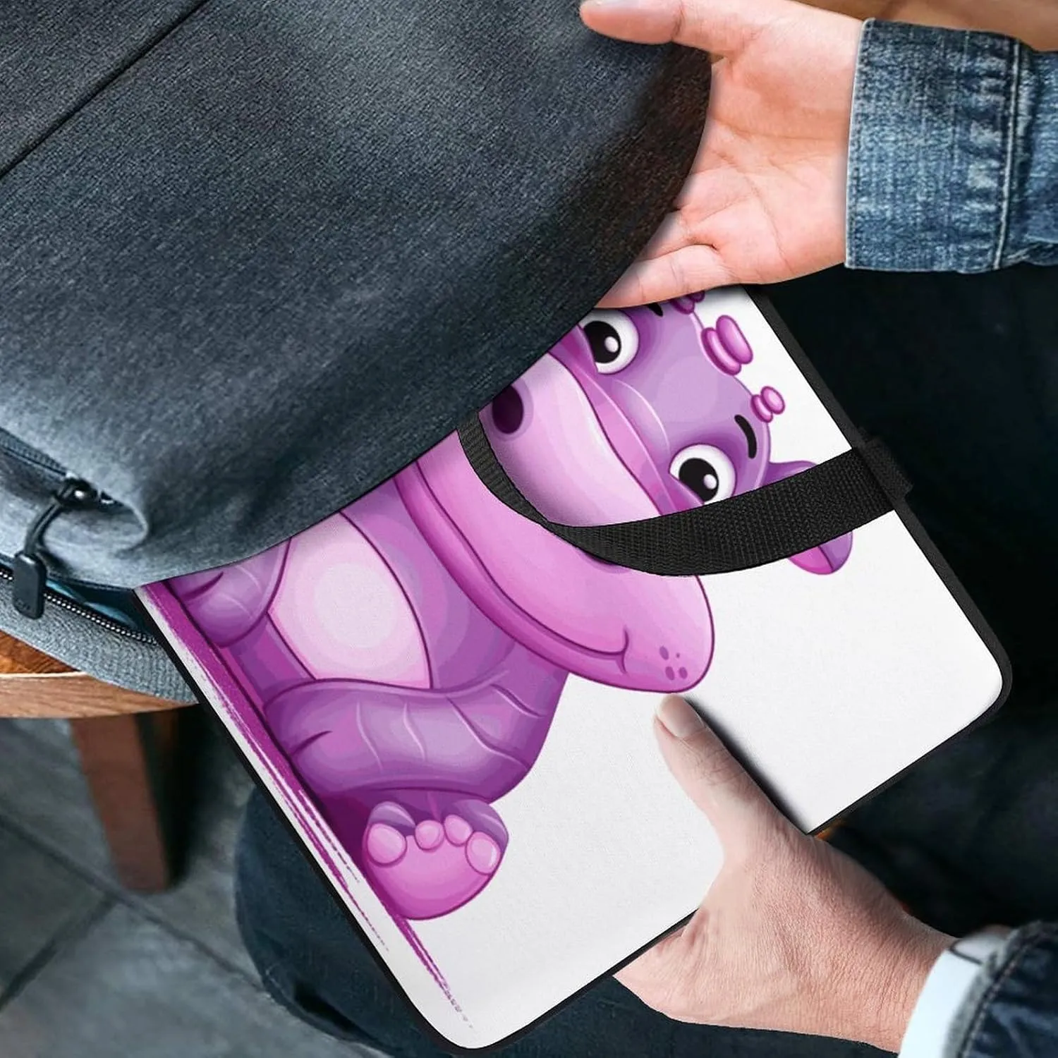 Laptop Bag Ultrathin Cartoon Purple Hippo Printing Laptop Carrying Case Portability Messenger Bags For Work Travel