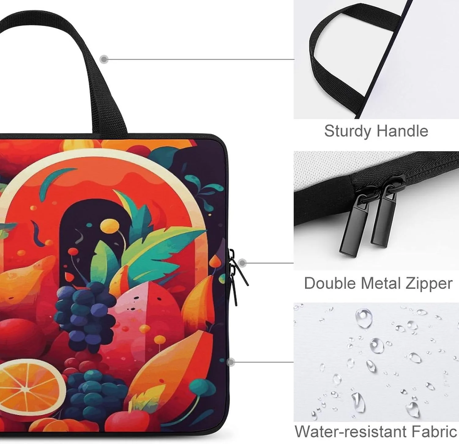 Laptop Bag Ultrathin Colorful Fruits And Vegetables Printing Laptop Carrying Case Portability Messenger Bags For Work Travel