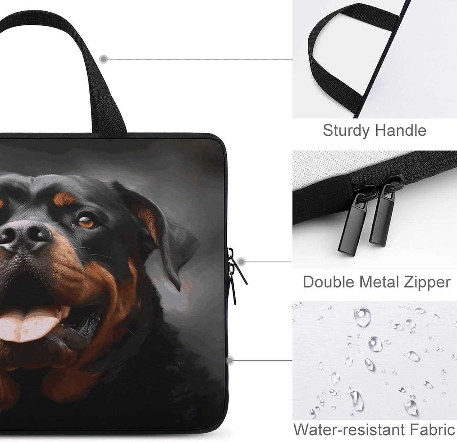 Laptop Bag Ultrathin Cool Rottweiler Dog Art Printing Laptop Carrying Case Portability Messenger Bags For Work Travel