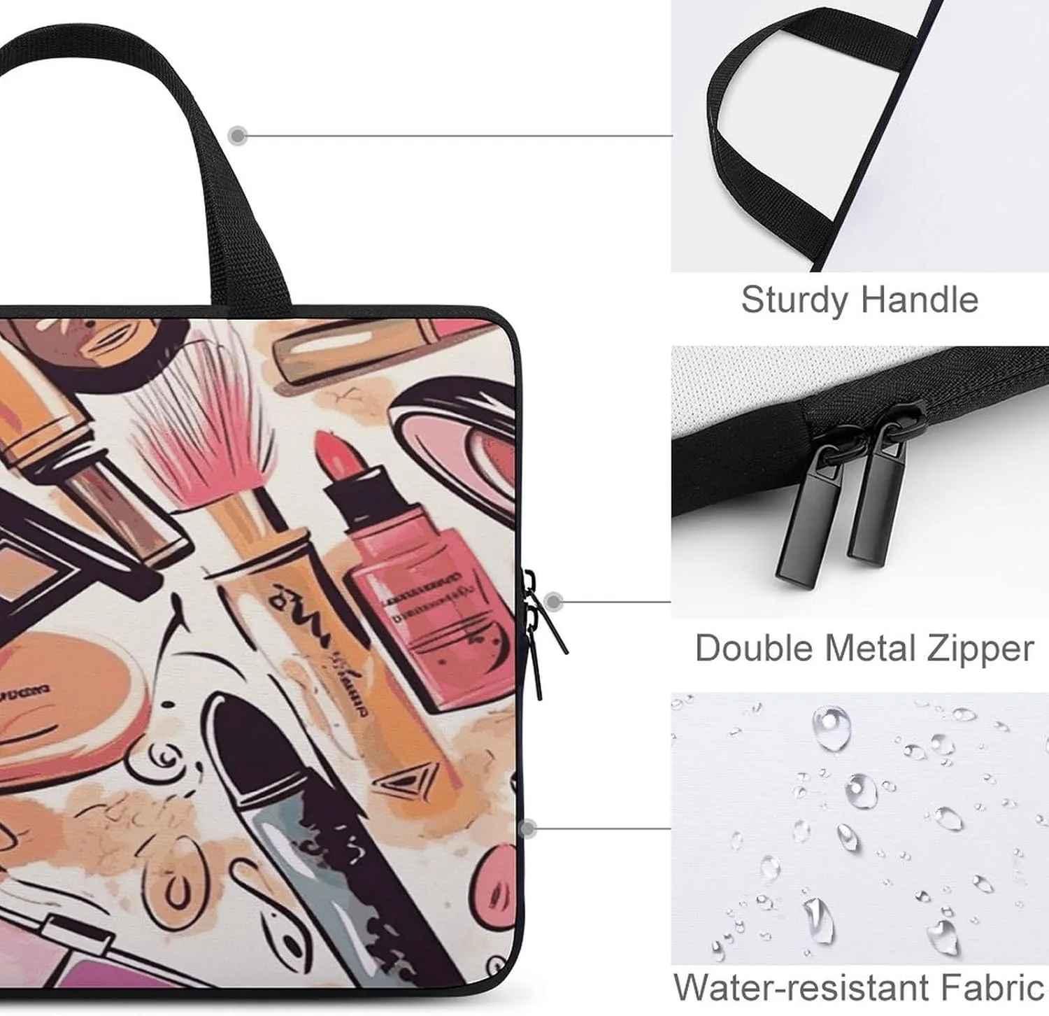 Laptop Bag Ultrathin Cosmetic Theme Pattern Printing Laptop Carrying Case Portability Messenger Bags For Work Travel