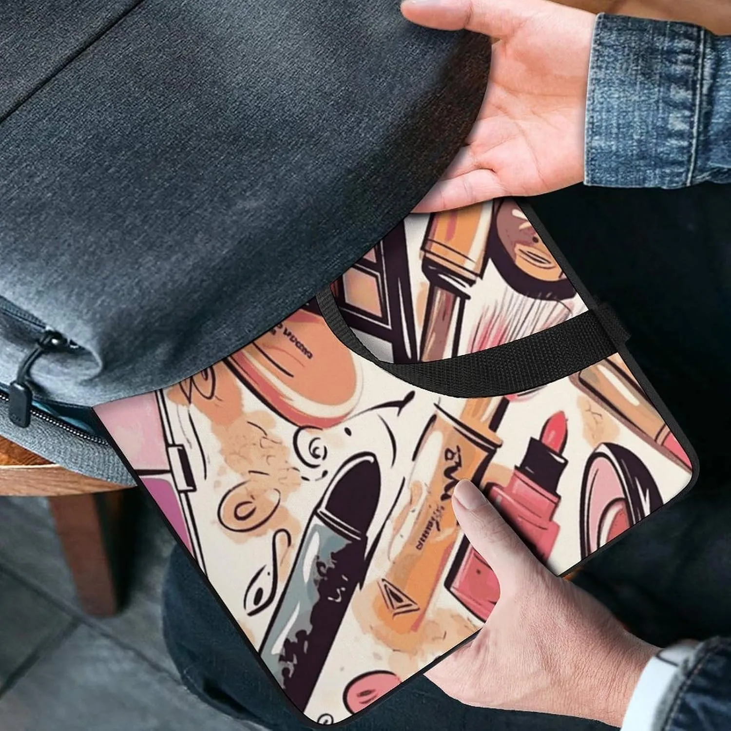 Laptop Bag Ultrathin Cosmetic Theme Pattern Printing Laptop Carrying Case Portability Messenger Bags For Work Travel